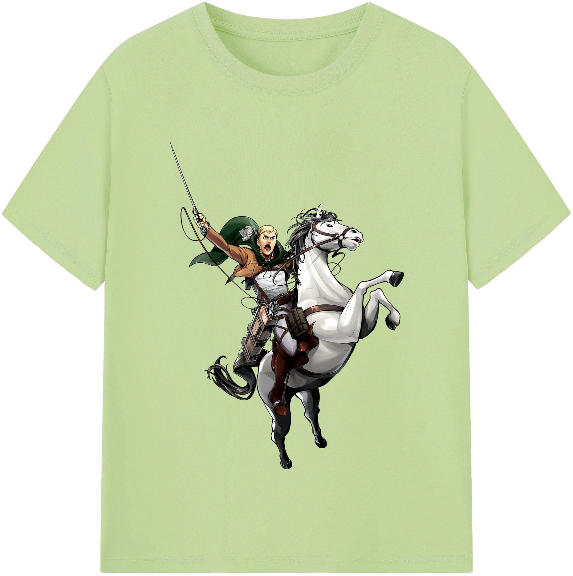 （画像用） 進撃の巨人 エルヴィン・スミス Attack on Titan Erwin Smith 綿100％半袖Tシャツ（フロントプリント）